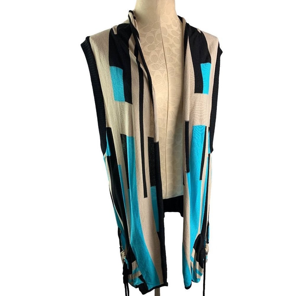 1X Angel Apparel New Women's Slouch Pocket Color Block Vest Open